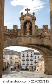 Caceres. The Arch of the Star located in the Plaza Mayor of the Monumental City of Cáceres, is the entrance to the old city named a World Heritage Site by Unesco in 1986