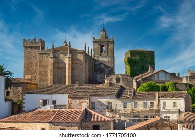 Caceres City Skyline With San Mateo Church, Spain