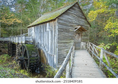 Cades Cove mill and water wheel in Autumn evening, Great Smoky Mountains - Powered by Shutterstock