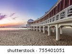 Cadiz beach during sunset. Impressive panoramic view along the old seaside resort. Spain / Andalusia