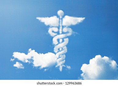 Caduceus medical symbol cloud shape