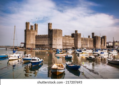 Caernarfon Castle In Wales, United Kingdom, Series Of Walesh Castles