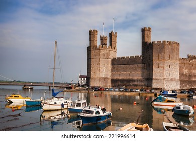 Caernarfon Castle In Wales, United Kingdom, Series Of Walesh Castles