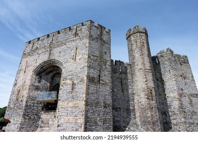 Caernarfon, UK- July 11, 2022: Queens Gate At The Medieval Castle Of Caernarfon In North Wales