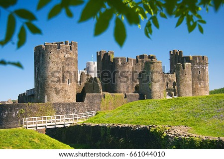 Caerphilly Castle, Cardiff, Wales, UK
