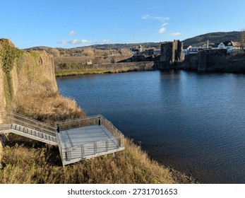 Caerphilly Castle Moat and Viewing Platform