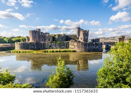Caerphilly Castle in Caerphilly near Cardiff, Wales, UK