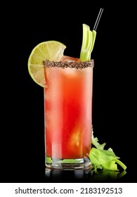 Caesar Drink cocktail on black background