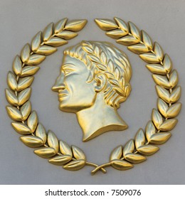 Caesar relief with golden wreath - classical wall decoration