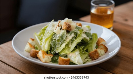 Caesar Salad: Classic salad with romaine lettuce, croutons, Parmesan, and Caesar dressing.
 - Powered by Shutterstock