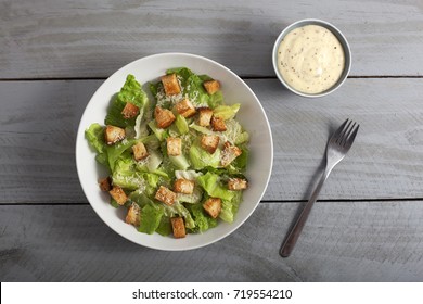 Caesar Salad Dish With Dressing