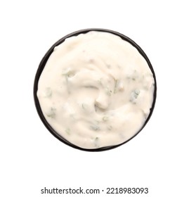 Caesar Salad Dressing In Bowl On White Background