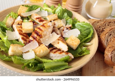 Caesar salad with griddled chicken and lettuce 