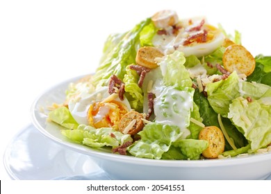 Caesar Salad, Isolated On White.