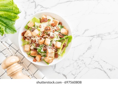 Caesar Salad On Table - Healthy Food Style