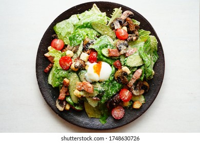 Caesar Salad With Thick Sliced Bacon