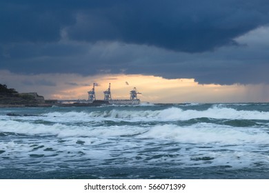 Caesarea, Israel - Powerplant and dock  - Shutterstock ID 566071399