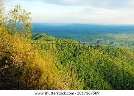 Caesars Head State Park, SC, USA April 23 2012 An observation view point at Caesars Head State Park, South Carolina, provides a view of the forested mountains of the Appalachian range