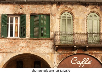 Cafe In The Beautiful Old Building, City Of Verona, Italy