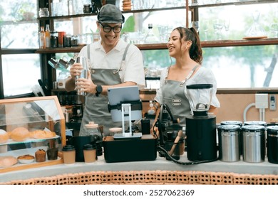 Cafe Excellence, Professional Baristas and Staff Serving Hot Drinks with Expertise, A Woman-Owned Eatery Providing Exceptional Service and Training, Where Passion Meets Professionalism in Every Cup - Powered by Shutterstock