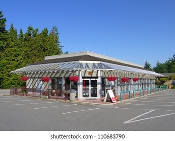 Cafe Front Door In Office Building On A Plaza