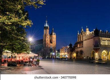 Cafe On Rynek Glowny Square In Krakow, Poland.