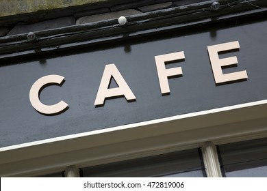 Cafe Sign On Diagonal Angle