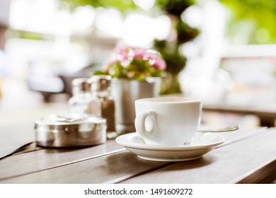 Cafe table with espresso cup - Shutterstock ID 1491609272