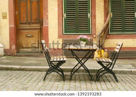 cafe table front of store 