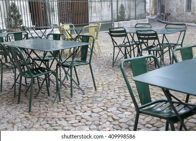 Cafe Tables And Chairs In St Pierre Square, Avignon, France