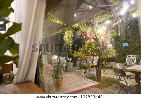 Cafe Under Night Lights Stock Photo Edit Now 1098336491