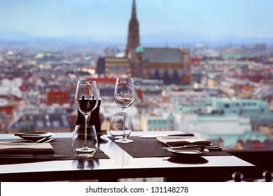Cafe with view of St. Stephan cathedral in Vienna - Shutterstock ID 131148278