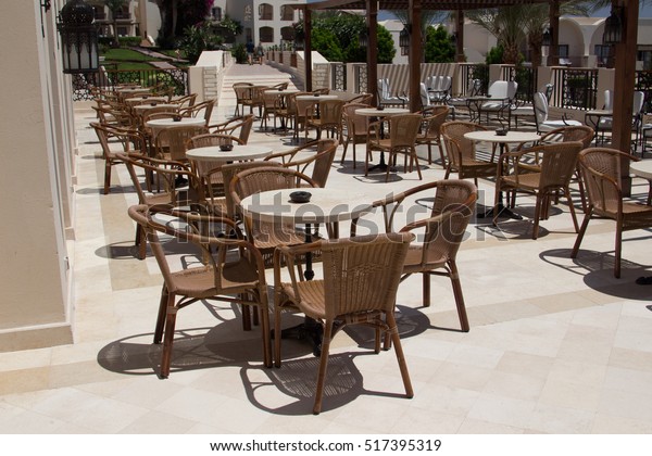 Cafeteria Outdoor Cafe Tables Chairs Outdoor Stockfoto