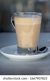 Caffee Latte In Glass Cup