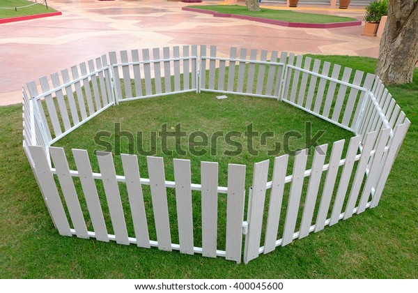Cage On Grassenclosurewhite Fenceswooden Fences Garden Stock Photo Edit Now 400045600