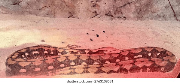 Caged Python in Zoo Enclosure – Exotic Snake