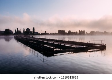 Cages For Sturgeon Fish Farming In Natural River Or Pond.