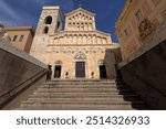 Cagliari Cathedral, Church of the Blessed Virgin Mary, Cathedral of Santa Maria Assunta and Santa Cecilia in Cagliari, Sardinia, Italy in the afternoon sun
