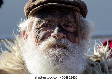 CAGLIARI, ITALY - OCTOBER 28, 2017: Invitas, Sardinia Of Traditions, Exhibitions And Food At The Molo Sanità, Parade Of The Ethnic Group Is Cerbus Of Sinnai - Sardinia