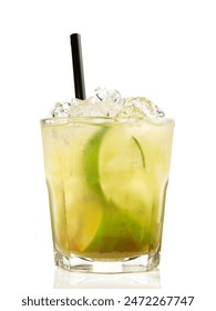 Caipirinha Cocktail on white Background - Isolated.