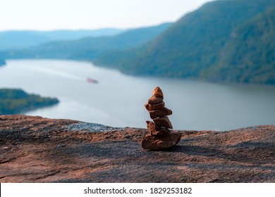 Cairn (rock Stack) At A View Point On The Breakneck Ridge Hiking Trail Near Cold Spring, New York, In The Lower Hudson Valley