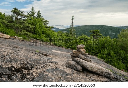 Cairn Stack on Sloped Surface of West Cadillac Approach in Acadia