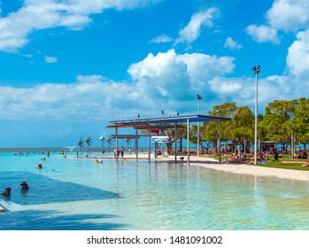 CAIRNS, AUSTRALIA - NOVEMBER 11, 2018: Stunning Public Swimming Pool