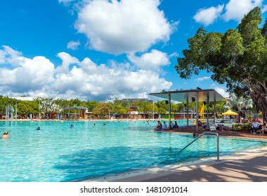 CAIRNS, AUSTRALIA - NOVEMBER 11, 2018: Stunning Public Swimming Pool