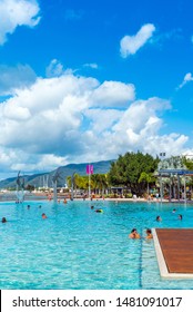 CAIRNS, AUSTRALIA - NOVEMBER 11, 2018: Stunning Public Swimming Pool. Vertical