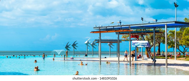 CAIRNS, AUSTRALIA - NOVEMBER 11, 2018: Stunning Public Swimming Pool