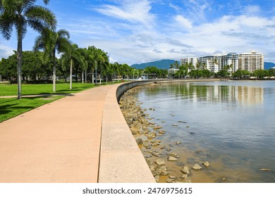 Cairns waterfront promenade on the shore of the Coral Sea in northern Queensland, Australia - Powered by Shutterstock