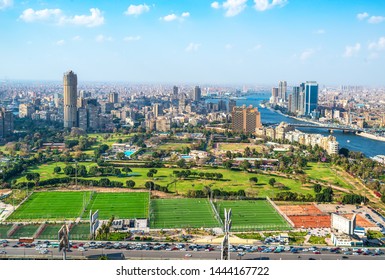 Cairo aerial View and Nile River in Egypt - Powered by Shutterstock