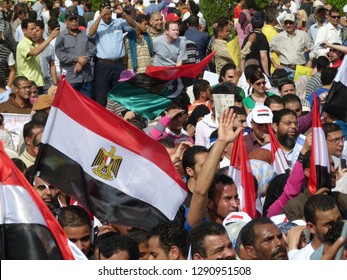 Cairo - Egypt - 1 April  2011 - Egyptian Revolution - Many Crowds Carrying Egyptian Flags And Libyan Flags In Tahrir Square