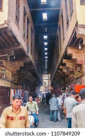 Cairo, Egypt - 2008 - Tentmaker's Alley which pronounced ( Share'a (Souq) Al Khayamiya ) is a street located immediately south of Bab Zuweila, and has been in continuous use since the Mamluk era.